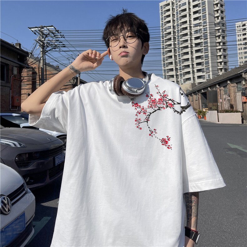 抖音品质直播得物风新中式印花短袖T恤dcm295-特批20控38,男装T恤,星座605(原A050)