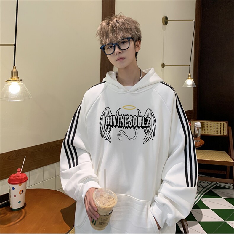 美式三杠条纹复连帽卫衣秋冬男女宽松长袖 SWY2472-P55控88 50棉图片
