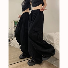 春季工装裤高腰显瘦休闲裤女设计感美式运动裤阔腿裤X15166-p45，男装工装外套，星座1008