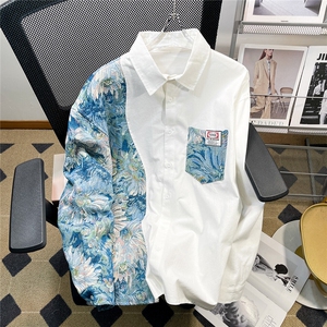 1港风风花型衬衫大码M-5XL情侣潮长袖衬衫男CS7714P60控88图片