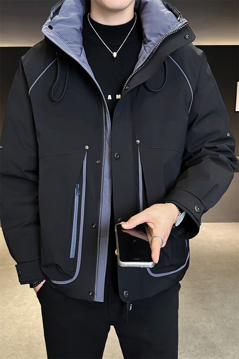 新标90白鸭绒2025年连帽时尚潮流保暖羽绒服男YR6070-P235,男装羽绒服,电商D240-242