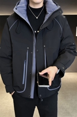 新标90白鸭绒2025年连帽时尚潮流保暖羽绒服男YR6070-P235，男装羽绒服，电商D240-242