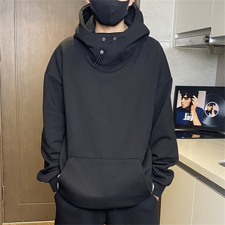 二开W9807-特P53连帽卫衣男高级感廊形宽松立领休闲帽衫,男装卫衣,电商D310B