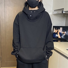 二开W9807-特P53连帽卫衣男高级感廊形宽松立领休闲帽衫，男装卫衣，电商D310B
