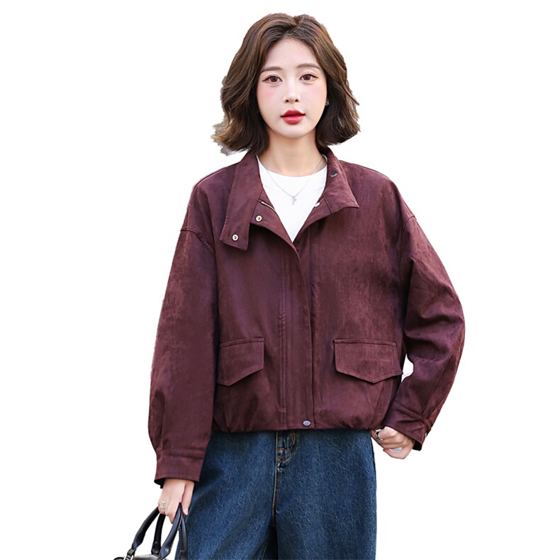欧货立领短款风衣外套女2024春秋新款小个子宽松休闲百搭夹克上衣,女装短外套,木子恋
