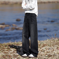 8XL-M高街做旧闪电纹牛仔裤大码潮牌美式复古扎染裤子NZ9006/P65，男装牛仔裤，电商B238
