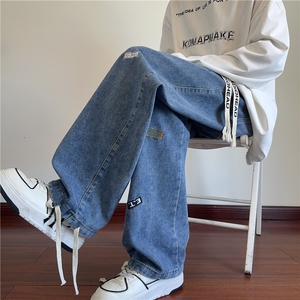 904-2-XKZ207-P65重磅美式刺绣牛仔裤直筒男士长裤拖地裤两穿图片