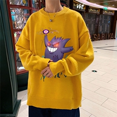 1港风圆领中性情侣潮流大码M-5XL印花加厚毛衣男7633P48加绒P55，男装针织衫/毛衣，星座226-2