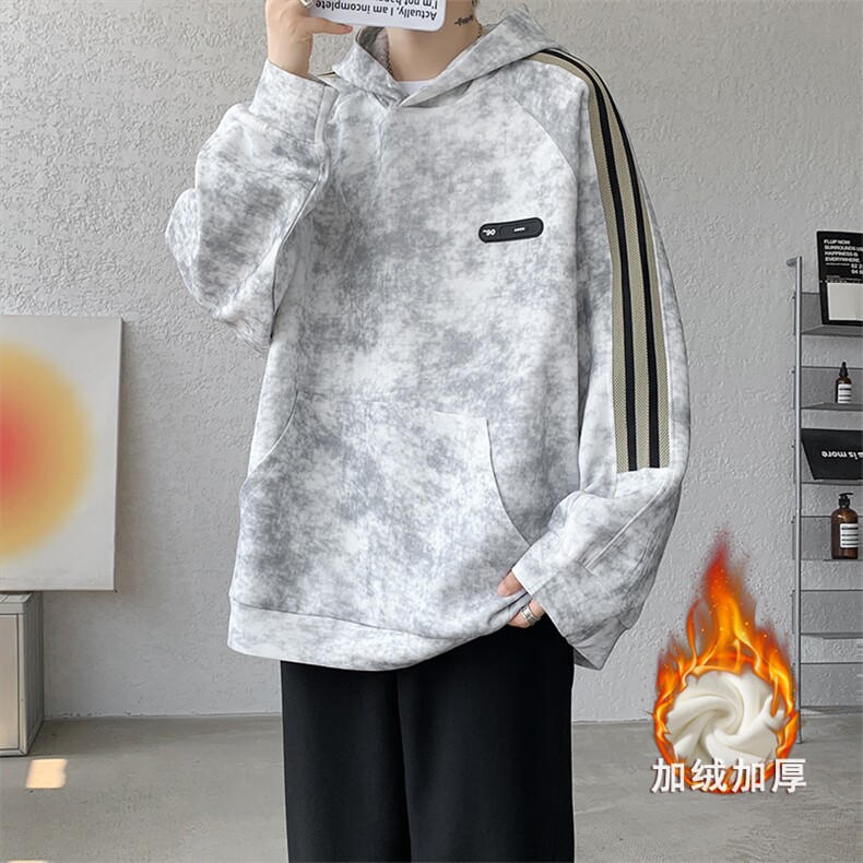 现货WY10081-特P48控88华棉扎染高品质织带连帽大码卫衣,男装卫衣,电商A059