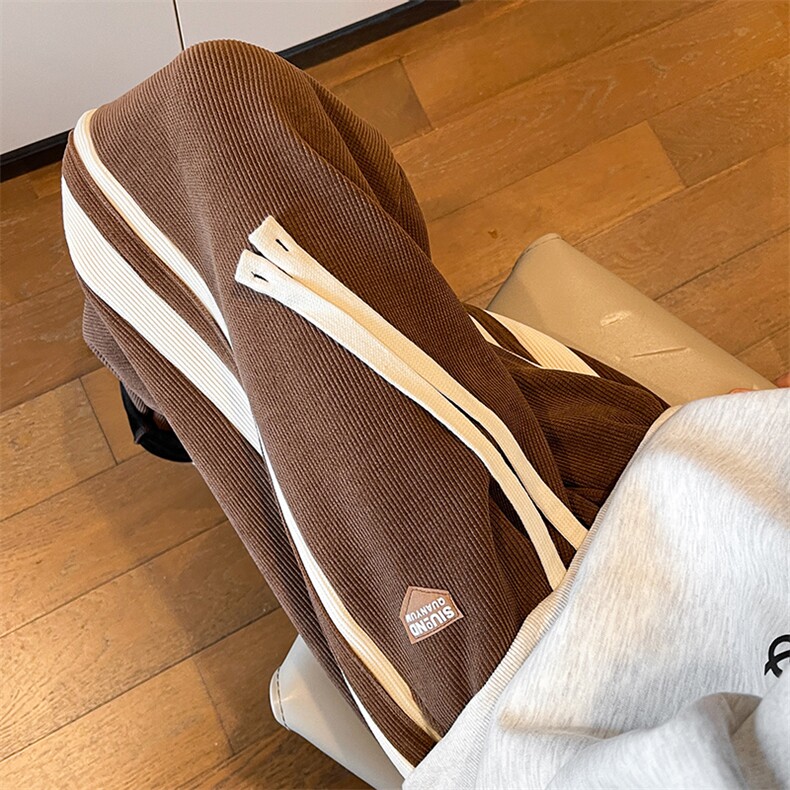 8XL-M特大码直筒运动裤微喇休闲长裤美式高街阔腿裤子KZ1923/P55，女装休闲裤，电商B238