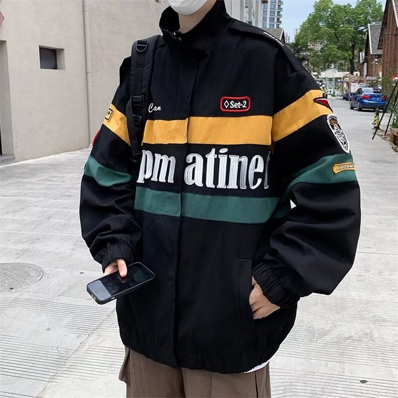 复古机车服外套男春季小众潮牌刺绣情侣装宽松休闲夹克1294-P75,男装夹克,星座910-5