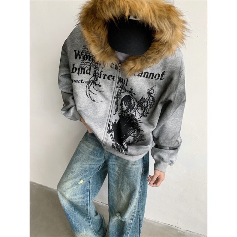 25哥特个性连帽加毛夹克外套WY41--P118,男装夹克,电商B288