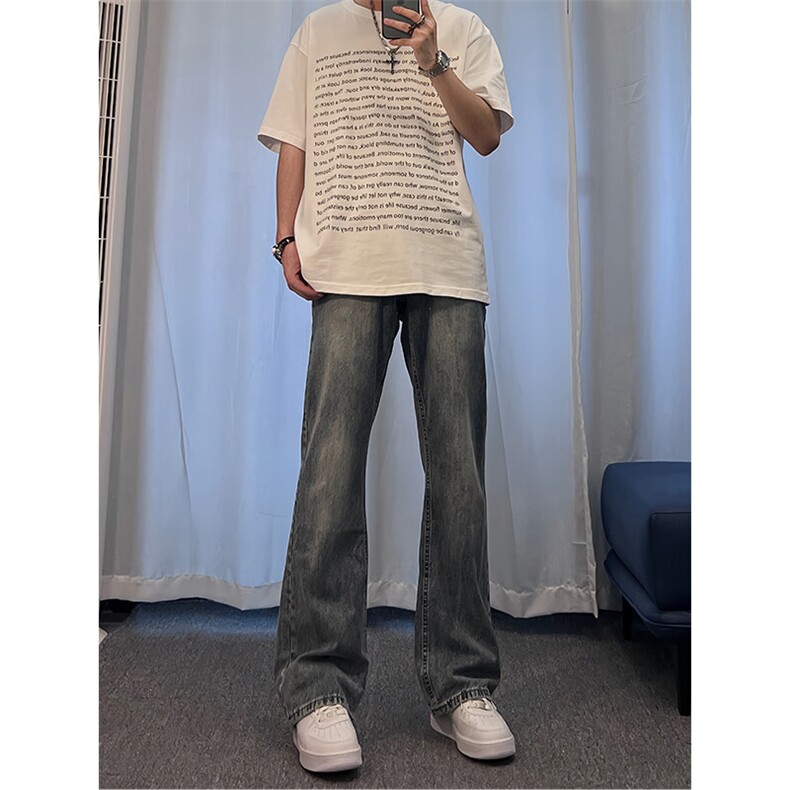 美式hiphop牛仔裤修身直筒微喇叭裤控价68,男装牛仔裤,星座310A-4