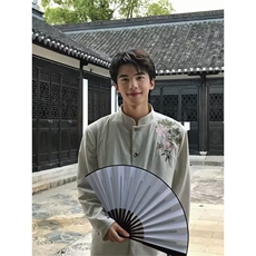 春秋新中式重工刺绣玉兰花中山装西服外套男复古痞帅高级感西服潮，男装西服，星座601-1