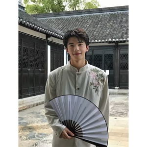 春秋新中式重工刺绣玉兰花中山装西服外套男复古痞帅高级感西服潮图片