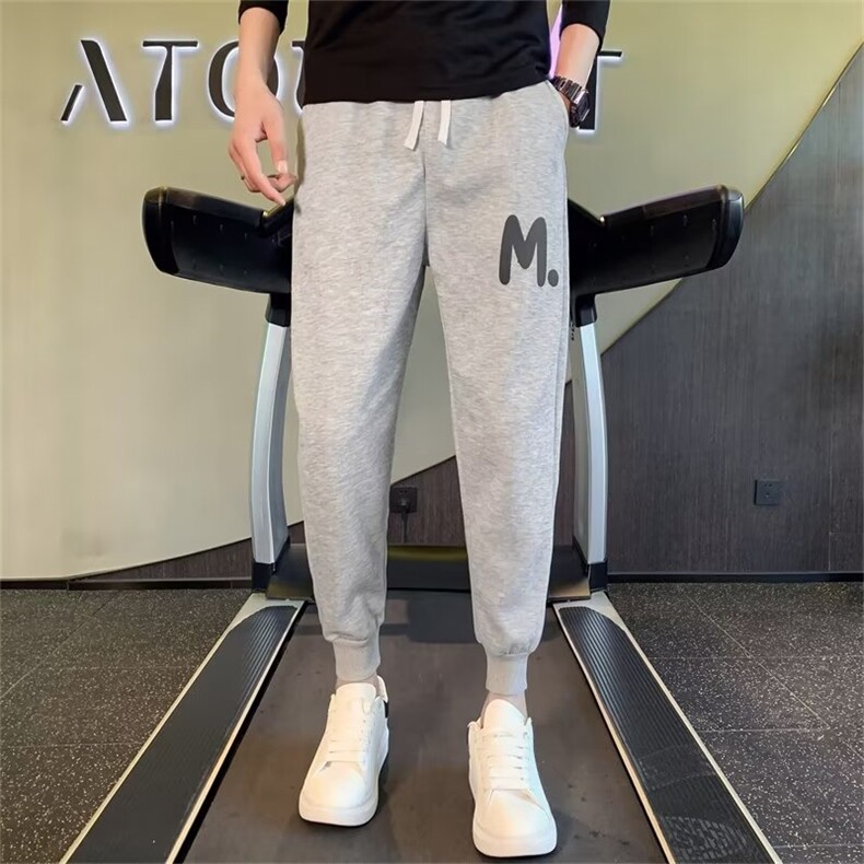 夏季小脚裤子男九分男裤2024新款运动裤男款束脚休闲裤K187,男装休闲裤,星座1116A-2（原606A-1）