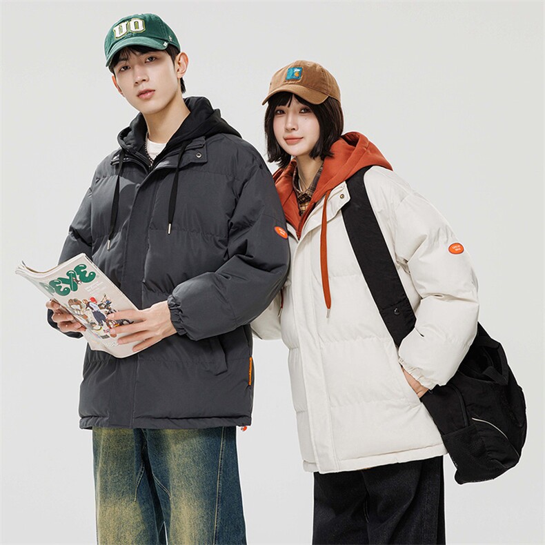 棉衣男三防冬季新款港风宽松连帽假两件情侣棉服914-4-WT08P70，男装棉衣，星座914-4