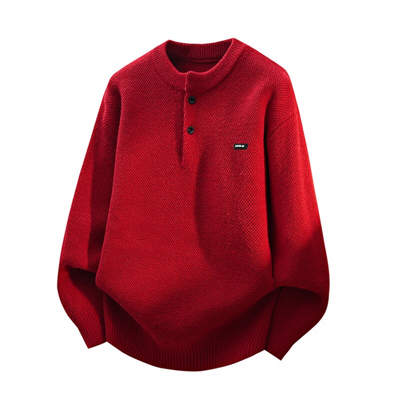 25619-特P60秋季时尚圆领套头毛衣男针织衫纯色外套宽松打底衫，男装针织衫/毛衣，电商D310B