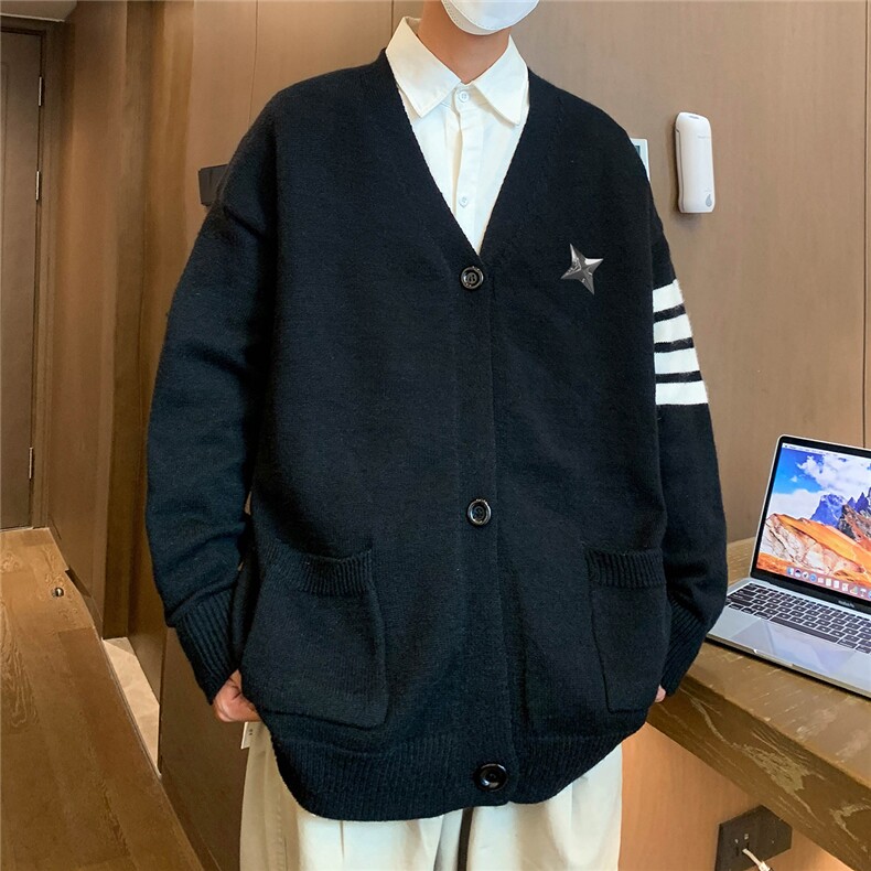 港风名宿秋款四条杠开衫V领毛衣M353P65控88,男装针织衫/毛衣,电商A247