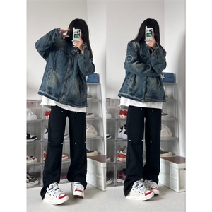 【有货】美式复古水洗做旧牛仔外套男春秋短款夹克W353WW-特P75图片
