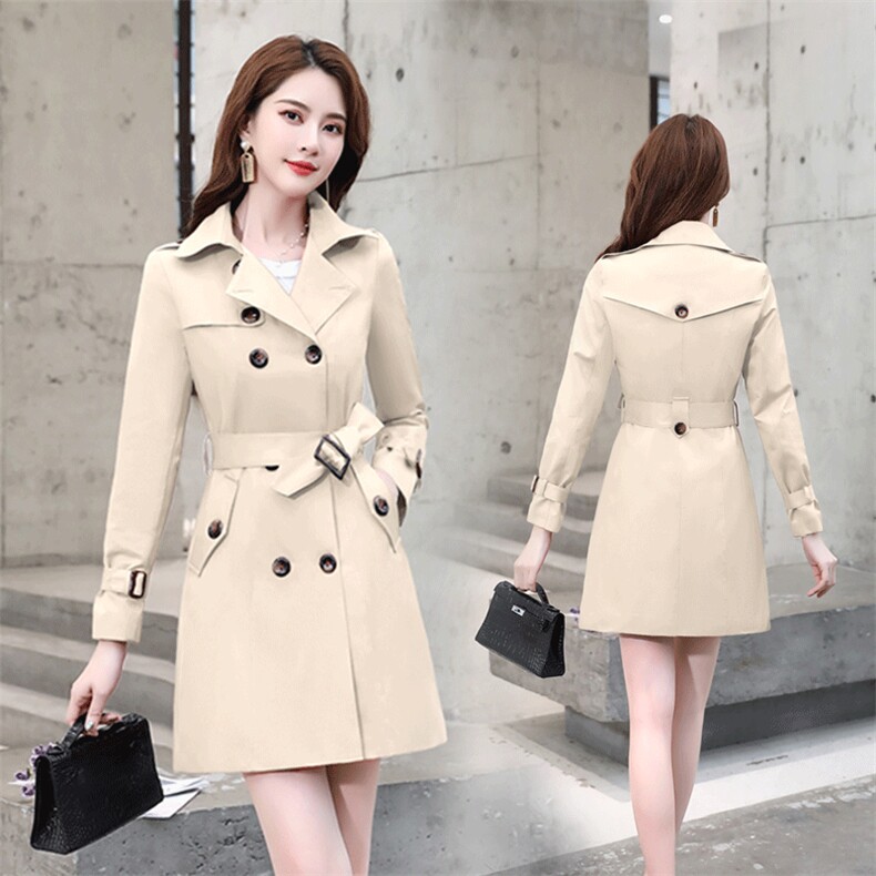 风衣女中长款小个子春秋季新款女装宽松韩版休闲高端气质百搭外套，女装风衣，韩蔻秀