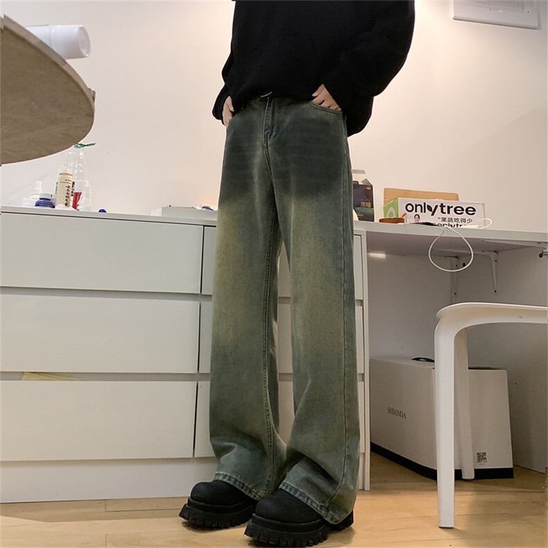 XZ-221-1/K6300/P55控78高品质复古渐变撞色废土做旧微喇牛仔裤,男装牛仔裤,星座221-1