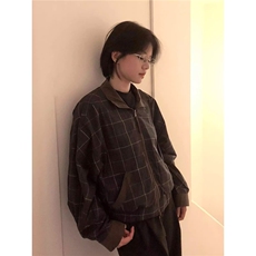 潮韩风外套格子夹克男潮流宽松秋季外套学生港风JKW53，男装夹克，星座516A