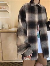 冬季格子外套，其它，古泥