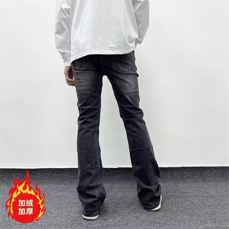 美式复古闪电裂纹牛仔裤加绒加厚直筒裤拖地阔腿裤K8002-P52网图,男装牛仔裤,电商B245