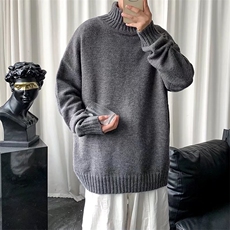 毛衣男宽松慵懒港风ins潮牌针织衫青少年纯色高领毛线衣MY45-P40，男装针织衫/毛衣，星座1008-2