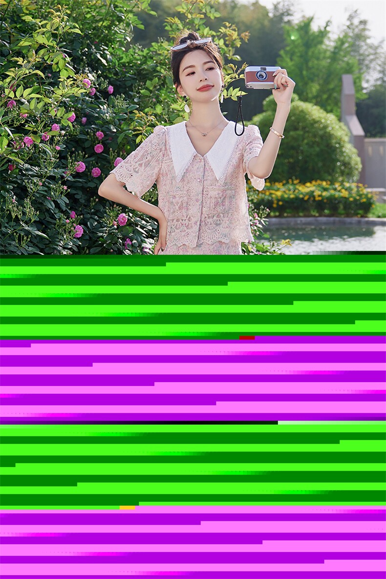 大码女装胖mm小香风盘扣蕾丝绣花连衣裙夏季假两件显瘦茶歇裙,女装套装/套裙,慕依路