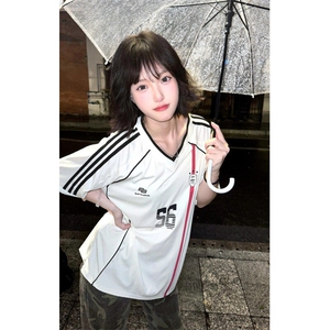 BK918CC-特P39 织带V领撞色运动球衣风短袖t恤男女图片