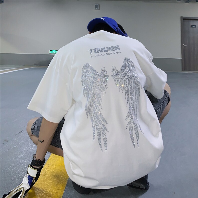 T恤潮流圆领男港风烫钻2026夏季新款短袖时尚B299-X5301-P45-控65，男装T恤，电商A061-1