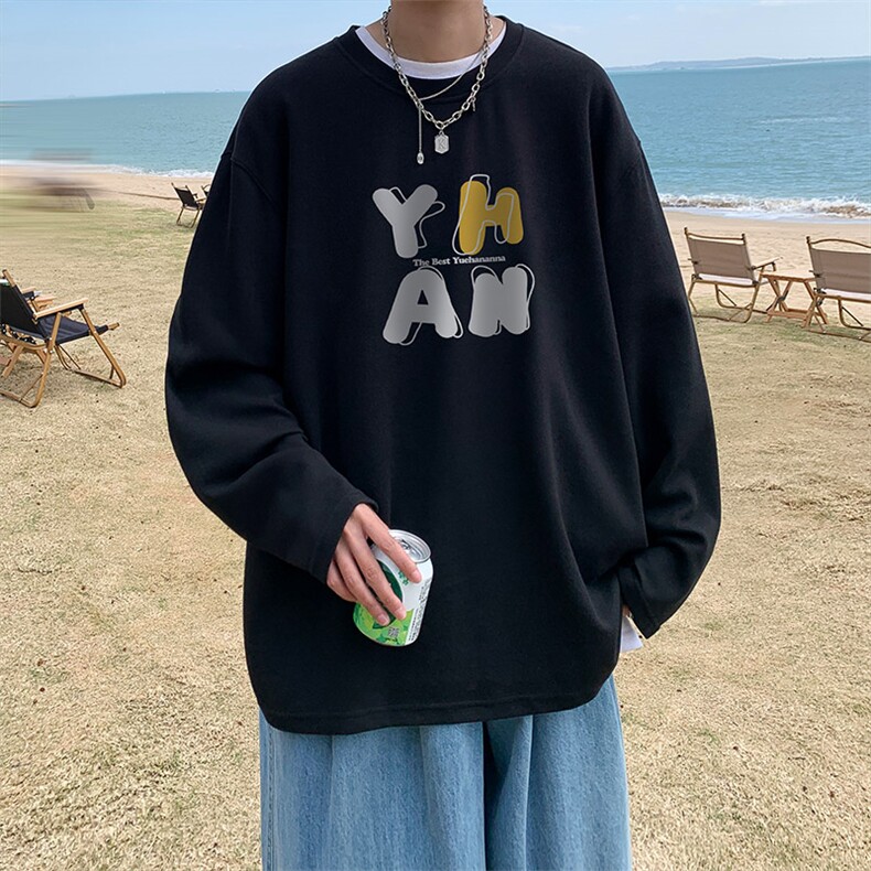 抖音供货、秋季现货舒适棉宽松重磅长袖T恤D223A-CT2316-特P28,男装T恤,电商019-1