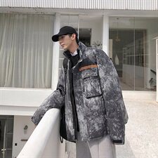 冬季加厚迷彩保暖立领羽绒服常规男士外套宽松工装潮流0963/，男装羽绒服，星座1506-1