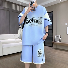 夏季冰感运动短袖T恤套装宽松潮流百搭时尚两件套A436-1170-P55，男装T恤，电商A436