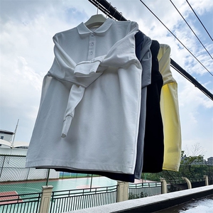 CP02男士长袖纯色POLO衫大码男女团队可定制印花秋T恤学生青少年图片