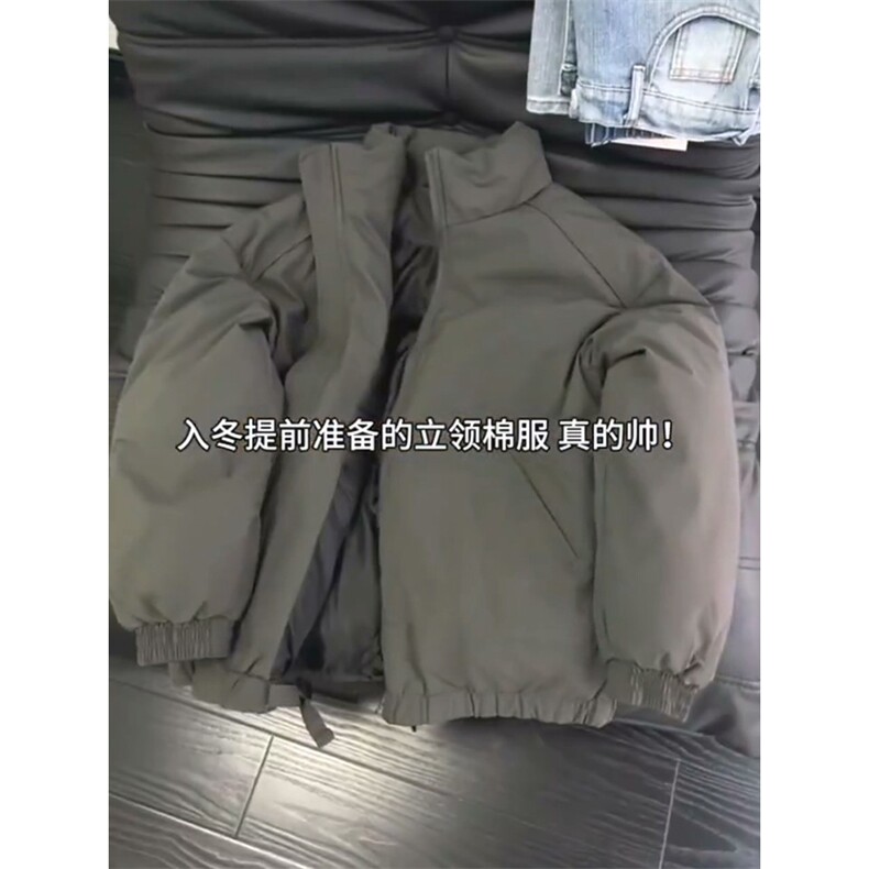 现货冬季美式休闲加厚雪山外套夹克立领纯色三防户外工装棉服图片