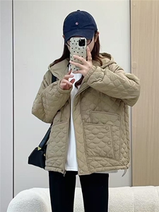 2025冬装新款修身保暖时尚菱形格个性女士棉服外套图片