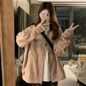 麂皮绒外套女春秋新款美式复古休闲棒球服潮牌C694-88图片