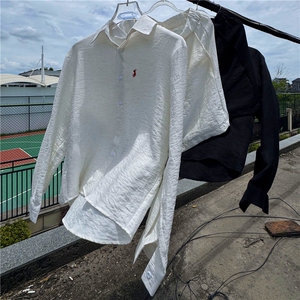TC01男女休闲长袖衬衫短裤风套装棉麻透气凉爽高级面料慵懒风图片