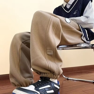 裤子男加绒冬季新款潮牌宽松束脚运动卫裤男款加厚休闲长裤图片