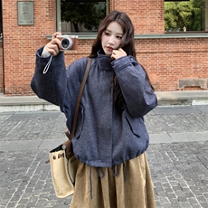 韩系休闲毛呢外套女冬季2025新款设计感宽松百搭短款显瘦减龄大衣，女装毛呢外套，2C159