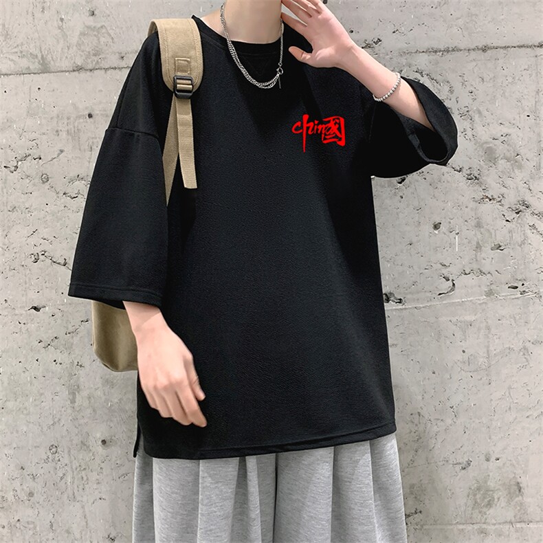 Q11276-P30春夏季七分袖t恤男大码五分袖男短袖中袖大皂风,男装T恤,电商A040