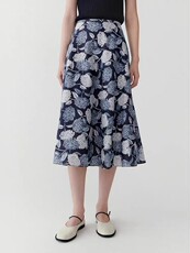 女装2025春季新款抗皱印花布中长半身裙，女装半身裙，湘姗