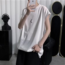 夏季无袖T恤男宽松加肥加大码坎肩背心短袖T恤C417-T288-P25-控38图片