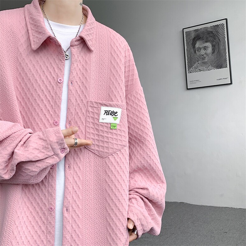 衬衫男2025春季新款提花港风宽松大码长袖衬衣CS027-P45,男装衬衫,星座214-3