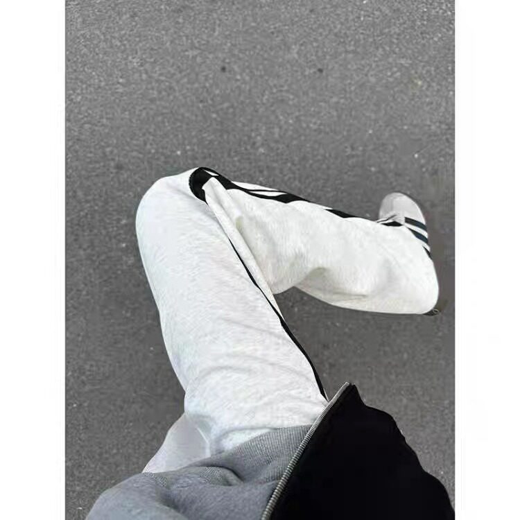 美式刺绣条纹卫裤男女秋季潮牌宽松运动长裤阔腿休闲裤子WK01P43,男装休闲裤,星座1013-5