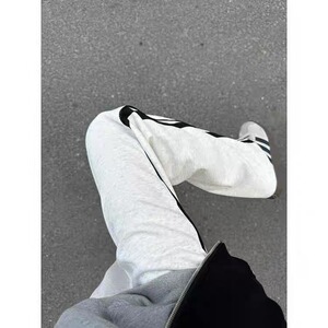 美式刺绣条纹卫裤男女秋季潮牌宽松运动长裤阔腿休闲裤子WK01 P43图片