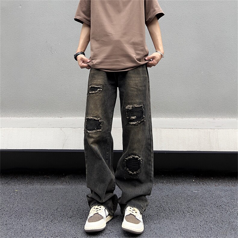 港风潮男夏季新款牛仔裤嘻哈ins潮高街潮流痞帅长裤N02002-P45,男装牛仔裤,星座308B-1